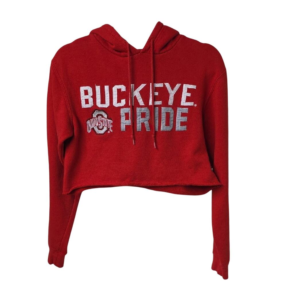 Ohio State Buckeyes OSU Buckeye Pride Red Cropped Hoodie Womens Size Small